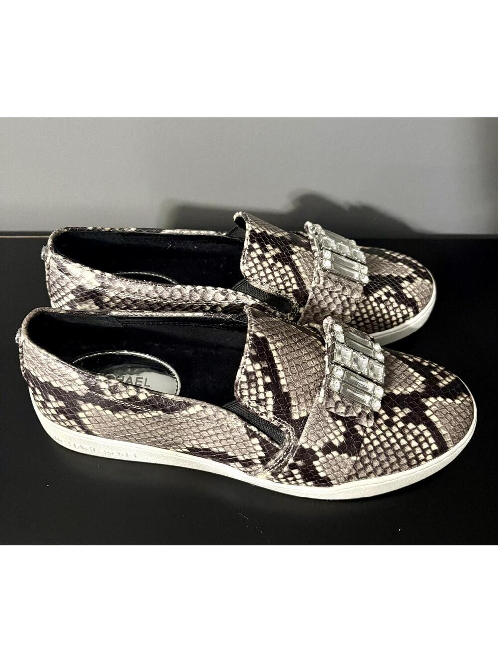 MICHAEL Michael Kors NWOT SZ 9 Python Snakeskin Crystal Slip On Sneakers - Picture 4 of 6